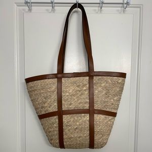 Woven Bag With Leather Straps